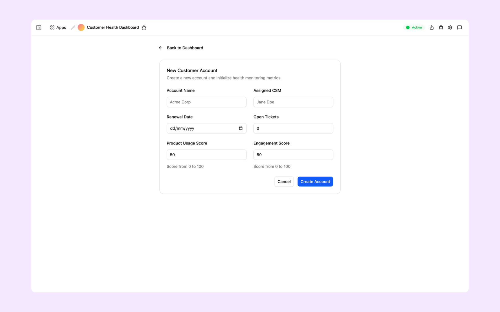 Add a new customer account