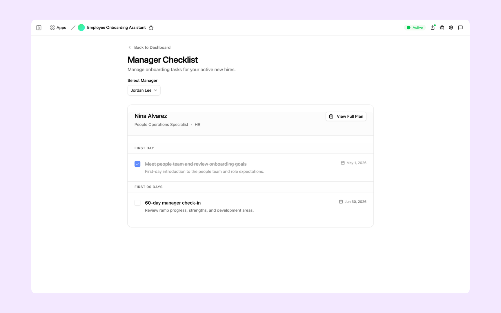 Manager checklist