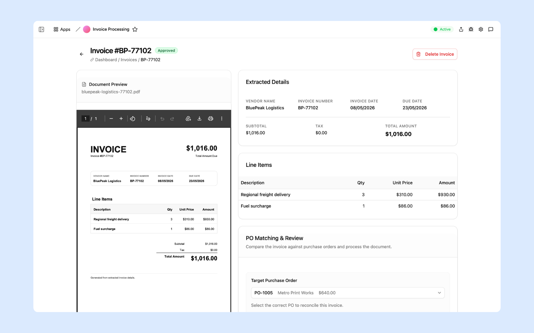Invoice details