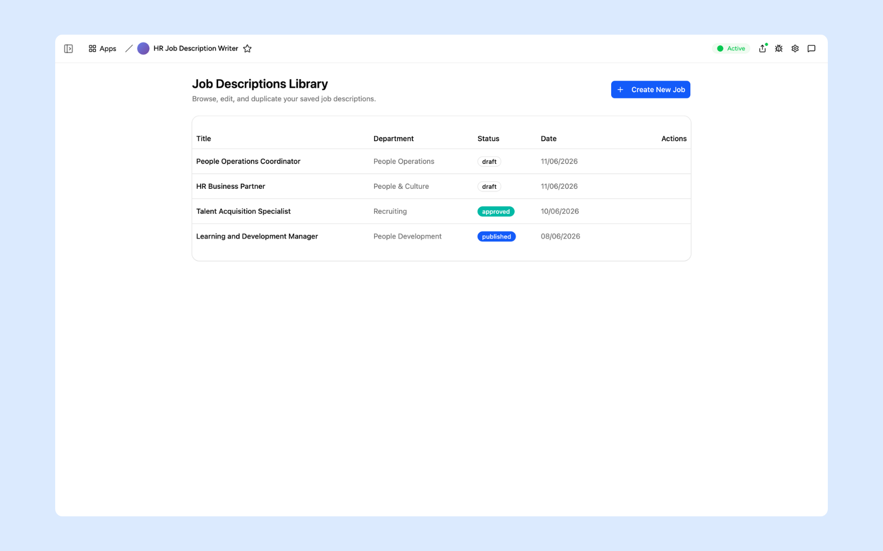 Job descriptions library