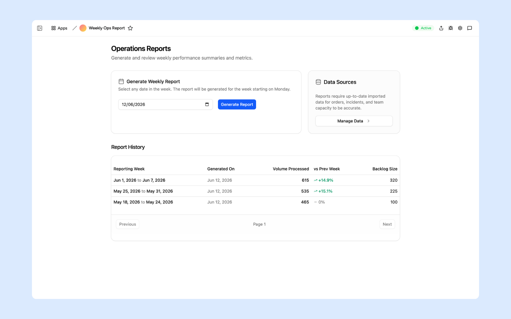 Ops Report Generator