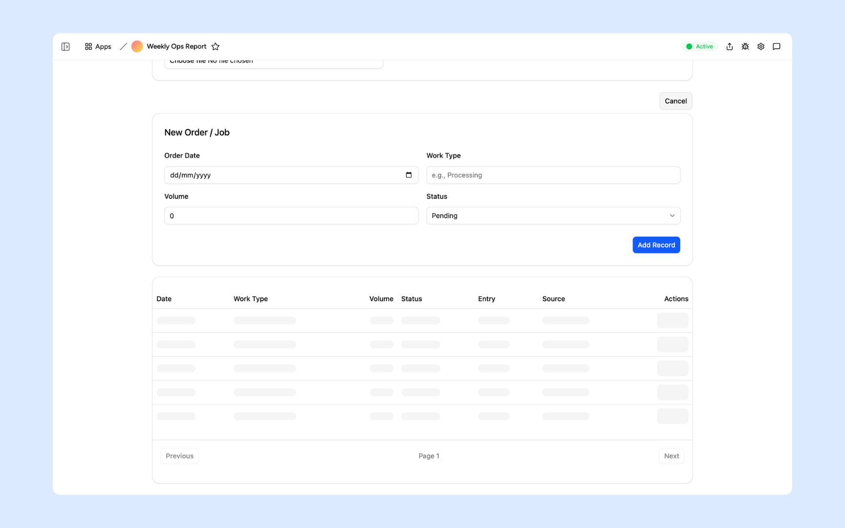 Add a record manually