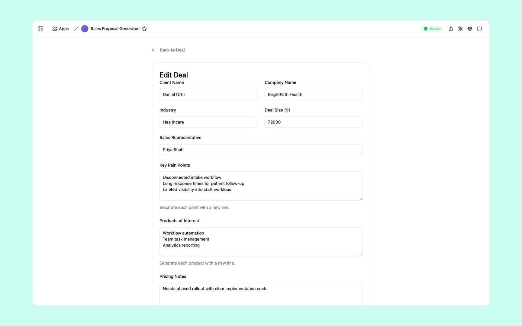 Edit deal details