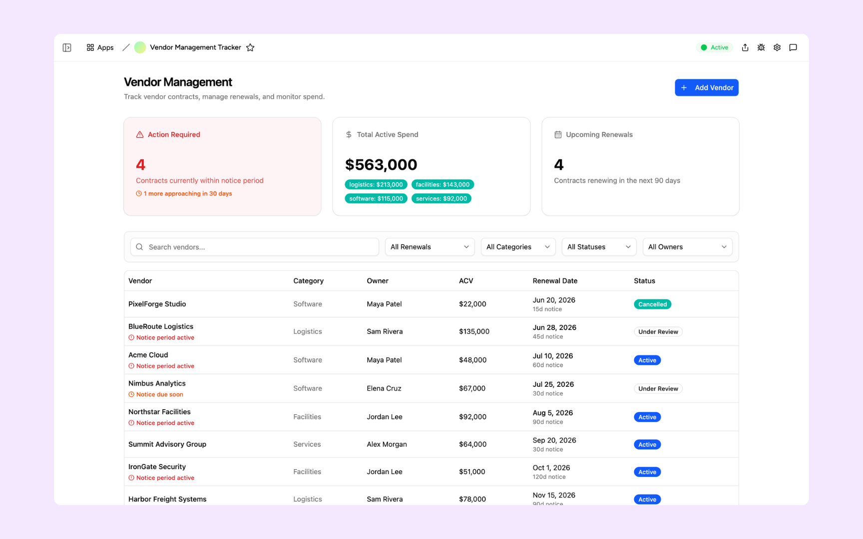 Vendor Tracker